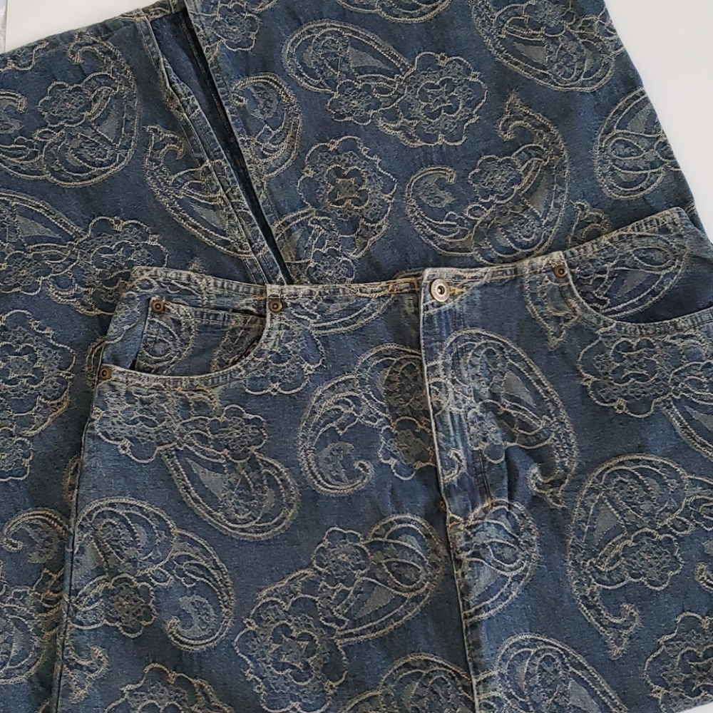 Vintage 90s Liz Claiborne Denim Paisley Skirt